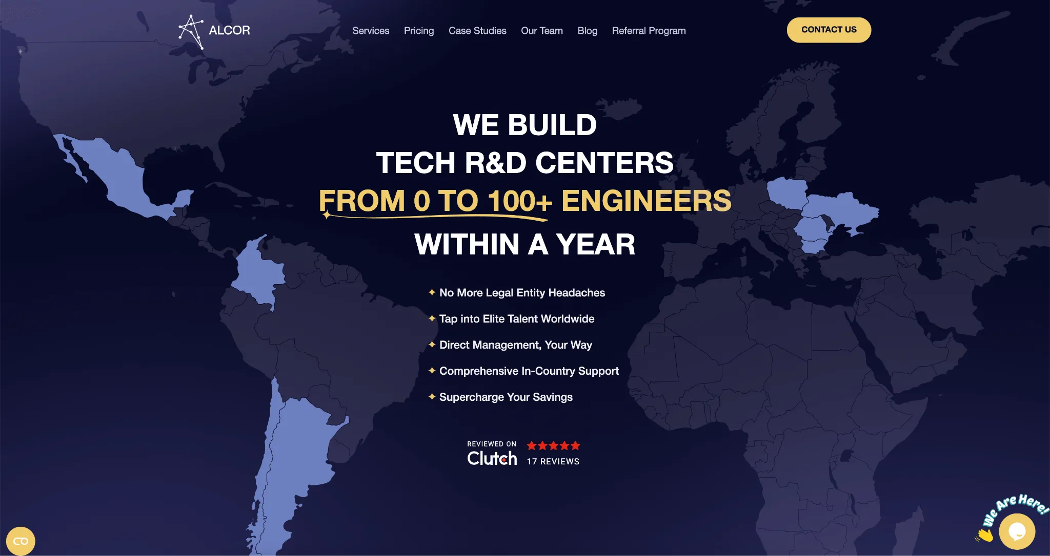 The screenshot of the Alcor website