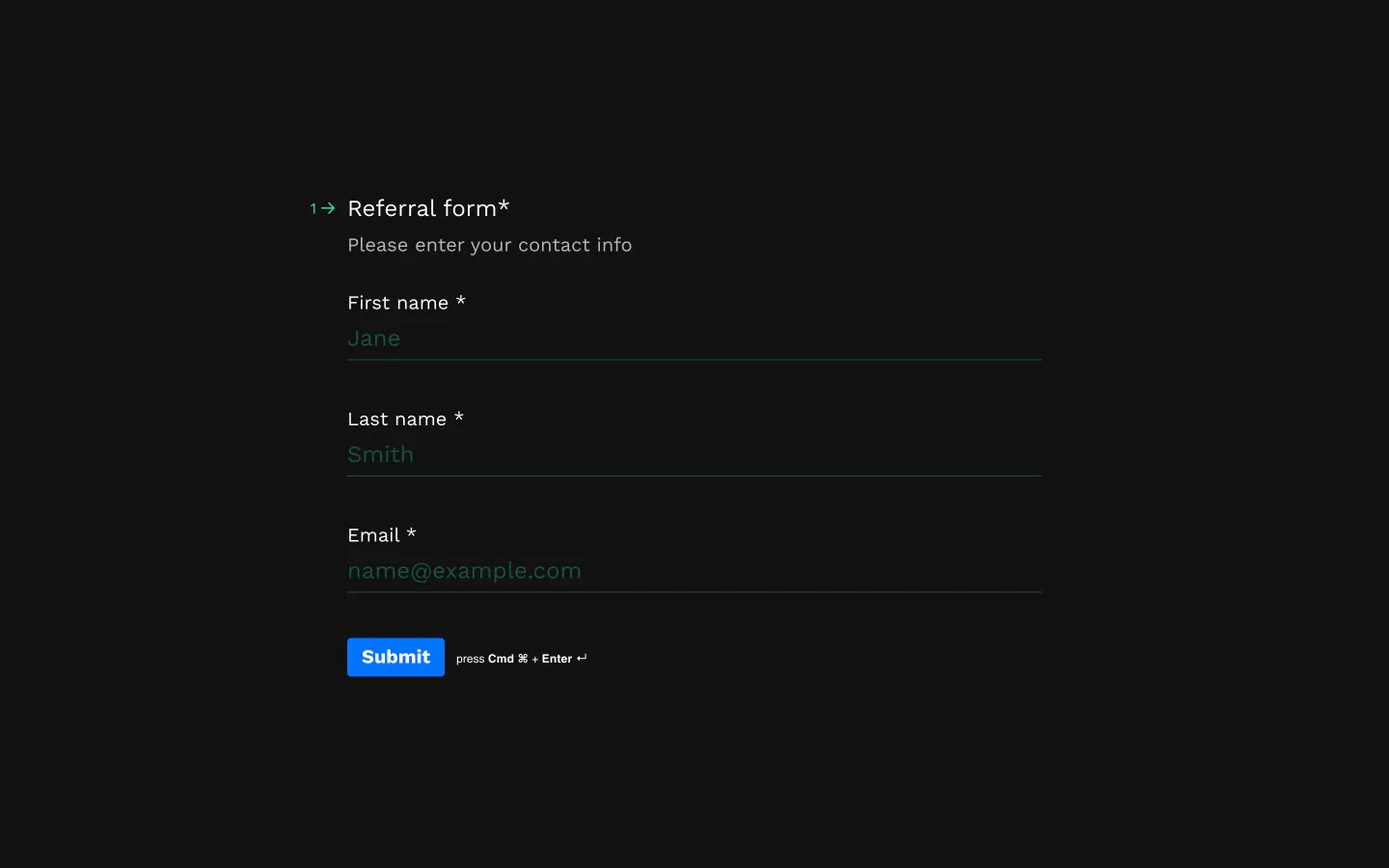 The screenshot from Referral form of Wild.Codes